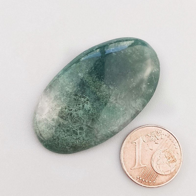 Cabochon di Agata Muschiata Naturale Ovale, Piatto e Liscio, 38x22x5 mm, 7,50 g, Fatto a Mano