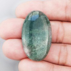 Cabochon di Agata Muschiata Naturale Ovale, Piatto e Liscio, 38x22x5 mm, 7,50 g, Fatto a Mano