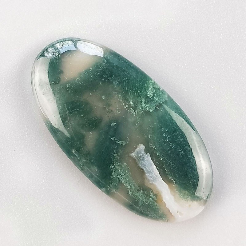 Agata Muschiata Naturale Forma Ovale Piatto Cabochon Liscio Fatto a Mano 36X18X04mm 4,88gm 1pz