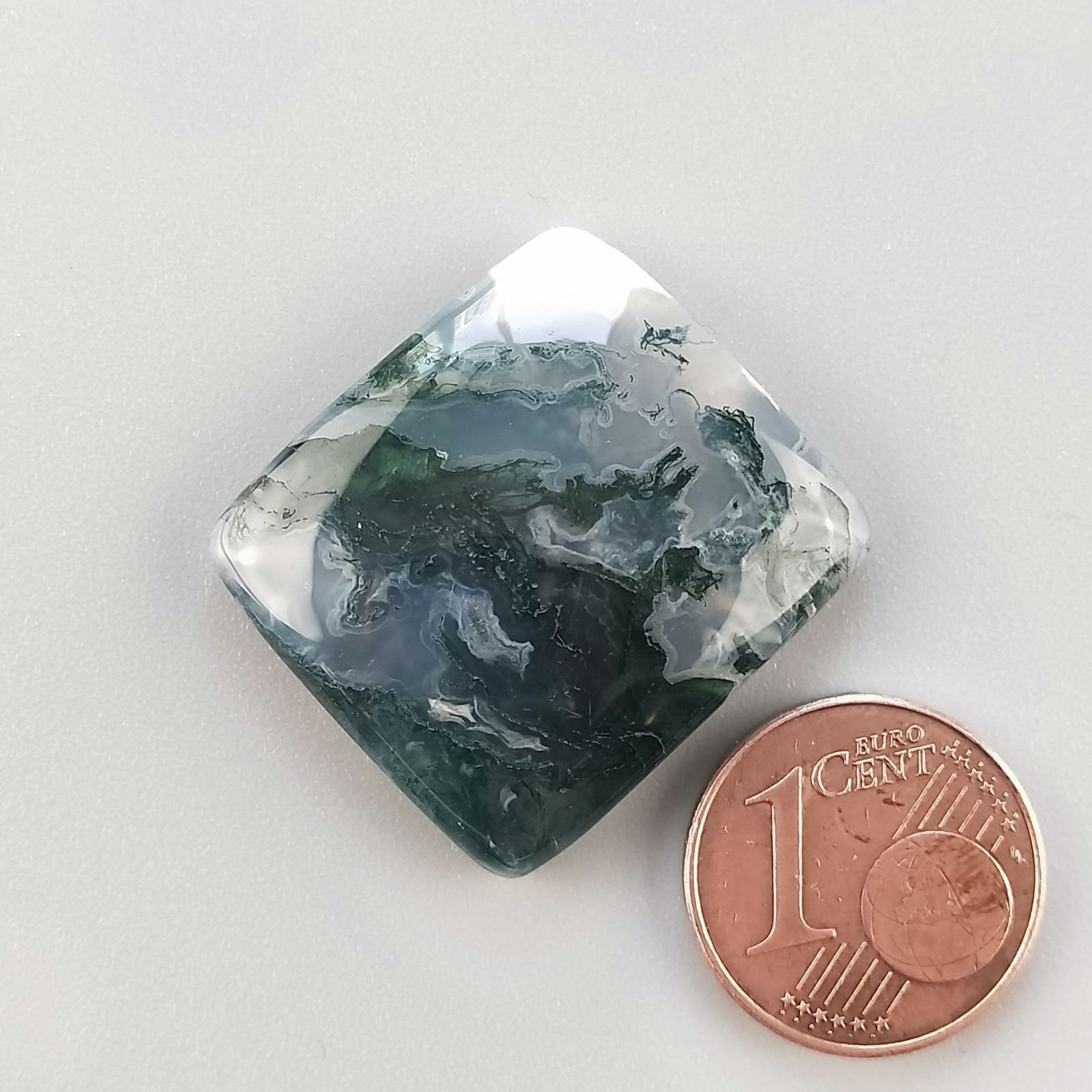Agata Muschiata Naturale Forma Rettangolare Piatto Cabochon Liscio Fatto a Mano 24X22X06mm 6,30gm 1pz