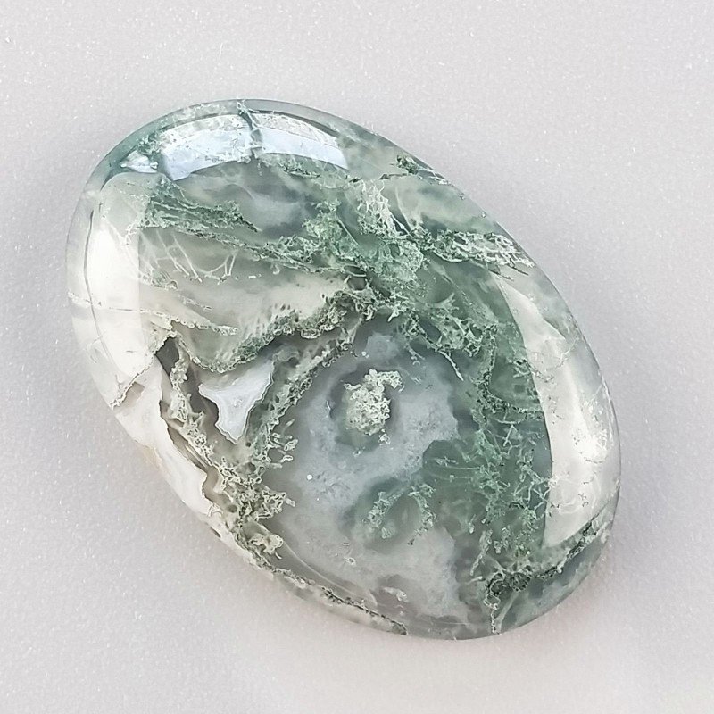 Agata Muschiata Naturale Forma Ovale Piatto Cabochon Liscio Fatto a Mano 29X19X06mm 5,45gm 1pz