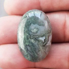 Agata Muschiata Naturale Forma Ovale Piatto Cabochon Liscio Fatto a Mano 29X19X06mm 5,45gm 1pz