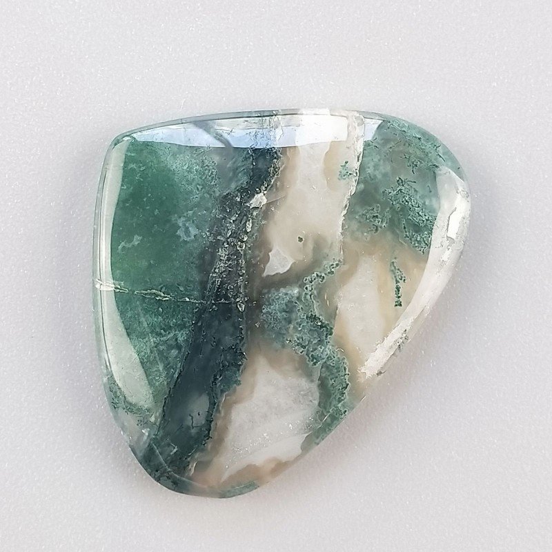 Agata Muschiata Naturale Forma Cuore Piatto Cabochon Liscio Fatto a Mano 31X25X04mm 5,35gm 1pz