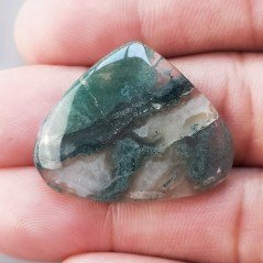 Cabochon di Agata Muschiata Naturale Cuore, Piatto e Liscio, 31x25x04 mm, 5,35 g, Fatto a Mano