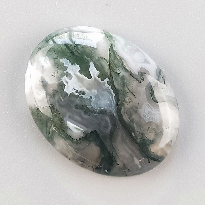 Agata Muschiata Naturale Forma Ovale Piatto Cabochon Liscio Fatto a Mano 27X21X05mm 5,10gm 1pz