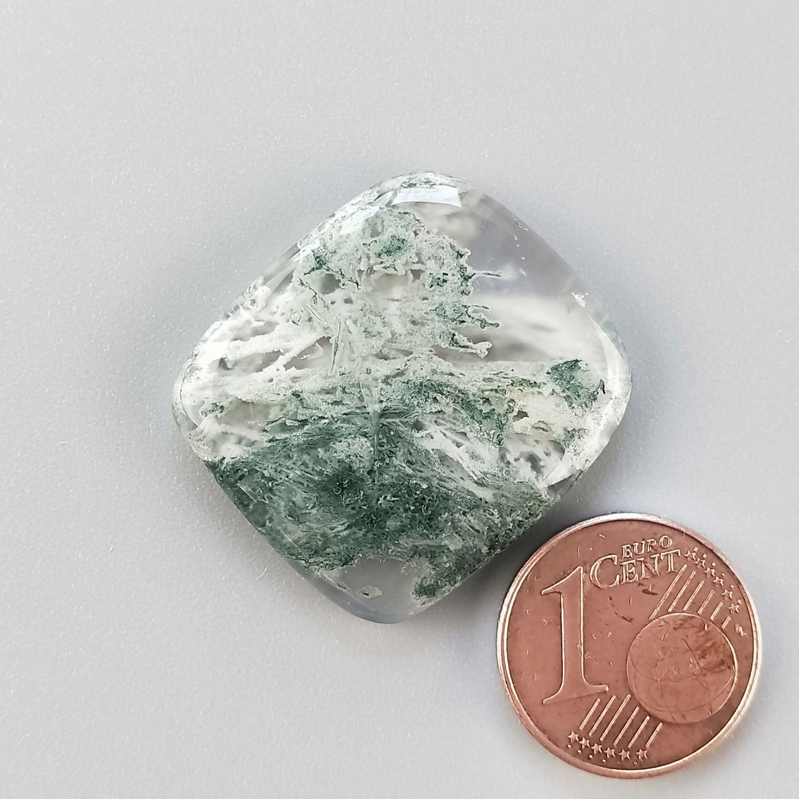 Agata Muschiata Naturale Forma Rettangolare Piatto Cabochon Liscio Fatto a Mano 25X22X04mm 5,02gm 1pz