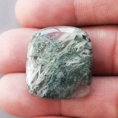 Cabochon di Agata Muschiata Naturale Rettangolare, Piatto e Liscio, 25x22x04 mm, 5,02 g, Fatto a Mano