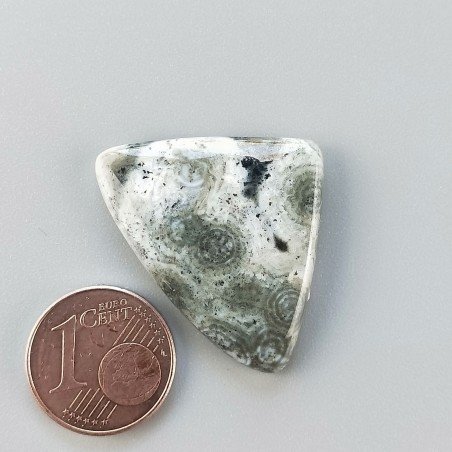 Agata Muschiata Naturale Forma Cuore Piatto Cabochon Liscio Fatto a Mano 30X23mm 3,85gm 1pz