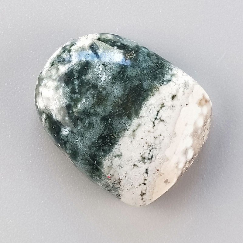 Agata Muschiata Naturale Forma Fantasia Piatto Cabochon Liscio Fatto a Mano 24X19mm 6,32gm 1pz