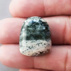 Agata Muschiata Naturale Forma Fantasia Piatto Cabochon Liscio Fatto a Mano 24X19mm 6,32gm 1pz