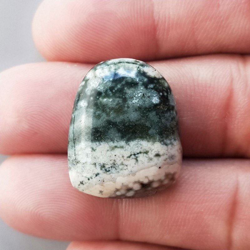 Agata Muschiata Naturale Forma Fantasia Piatto Cabochon Liscio Fatto a Mano 24X19mm 6,32gm 1pz
