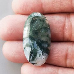 Agata Muschiata Naturale Forma Ovale Piatto Cabochon Liscio Fatto a Mano 33X17X04mm 4,83gm 1pz