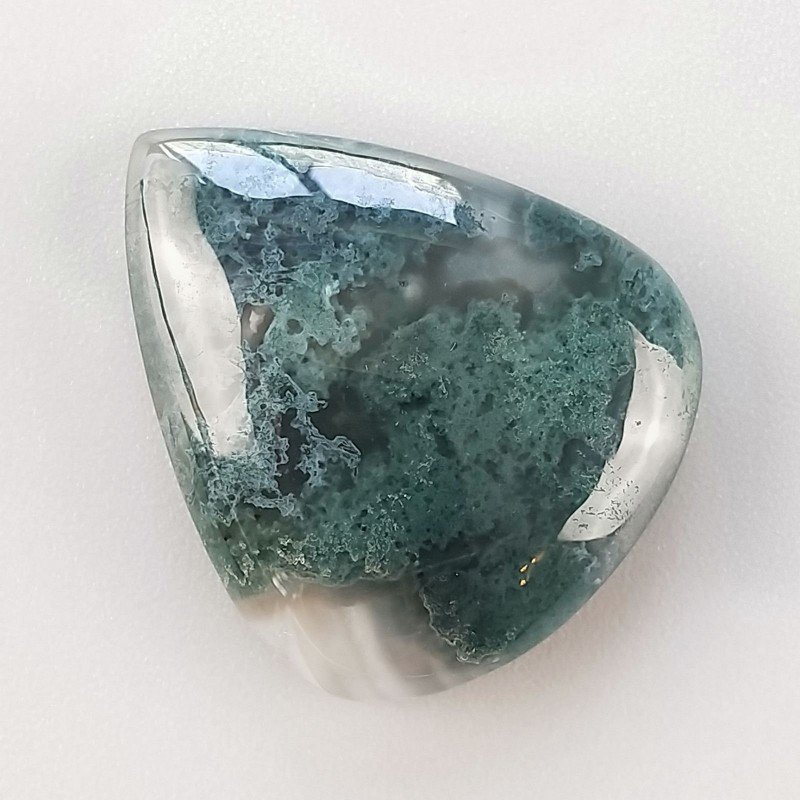 Agata Muschiata Naturale Forma Goccia Piatto Cabochon Liscio Fatto a Mano 27X23X07mm 6,80gm 1pz