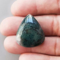 Cabochon di Agata Muschiata Naturale Goccia, Piatto e Liscio, 27x23x07 mm, 6,80 g, Fatto a Mano