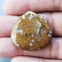 Agata Radice di Palma Naturale Forma Cuore Piatto Cabochon Liscio Fatto a Mano 29X28mm 6.14gm 1pz