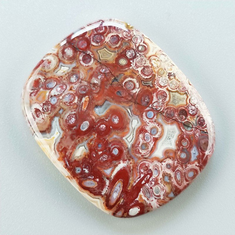 Agata Radice di Palma Naturale Forma Cuscino Piatto Cabochon Liscio Fatto a Mano 39X31mm 13.13gm 1pz