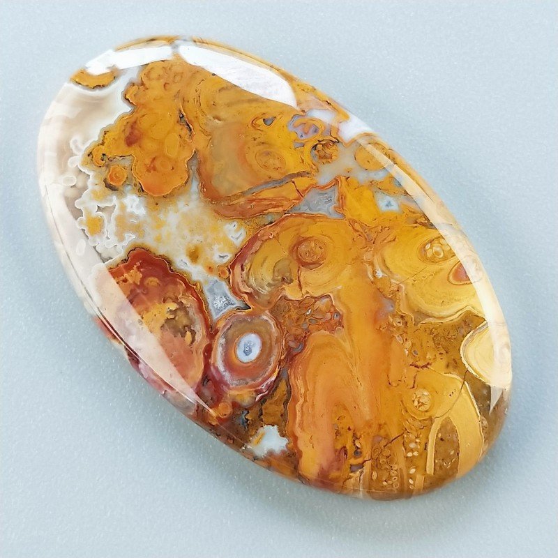 Agata Radice di Palma Naturale Forma Ovale Piatto Cabochon Liscio Fatto a Mano 41X25mm 8.52gm 1pz