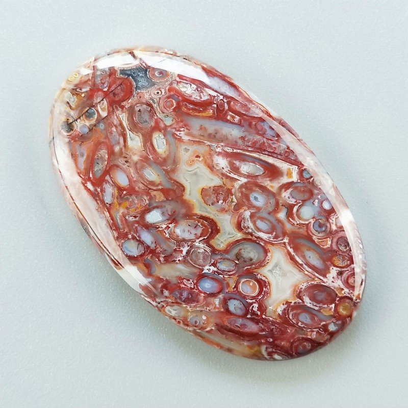 Agata Radice di Palma Naturale Forma Ovale Piatto Cabochon Liscio Fatto a Mano 44X26mm 10.00gm 1pz
