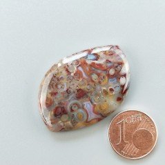 Agata Radice di Palma Naturale Forma Fantasia Piatto Cabochon Liscio Fatto a Mano 34X24mm 7.36gm 1pz