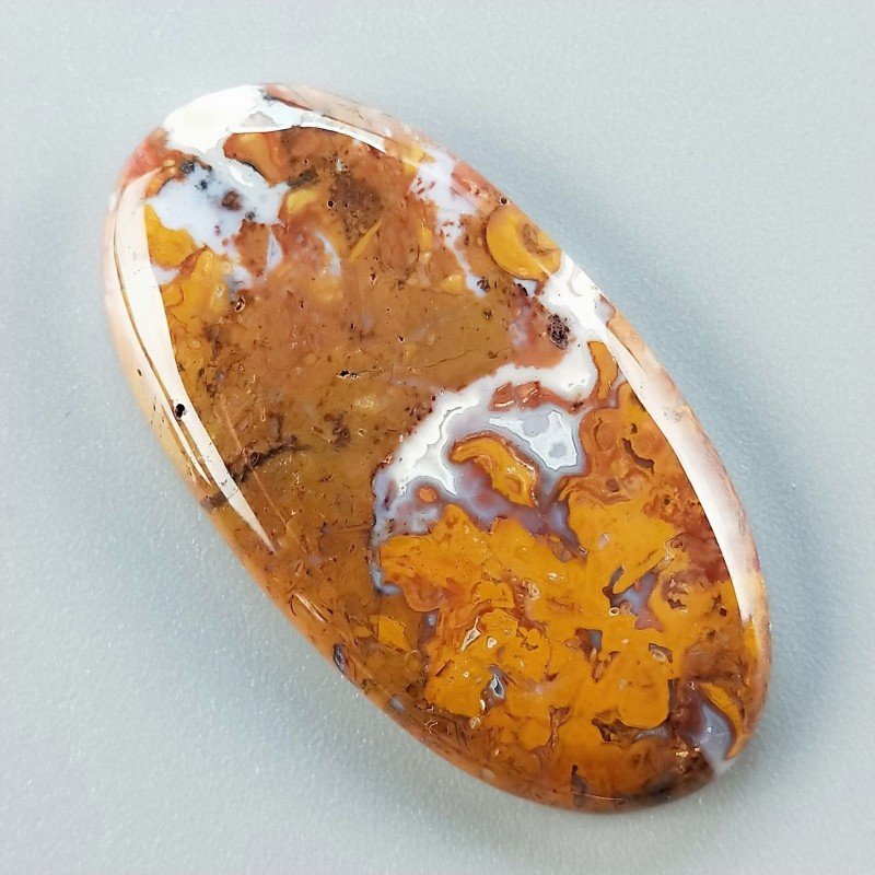 Agata Radice di Palma Naturale Forma Ovale Piatto Cabochon Liscio Fatto a Mano 41X21mm 7.82gm 1pz