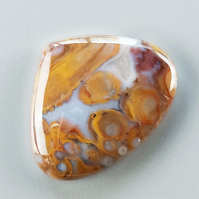 Agata Radice di Palma Naturale Forma Cuore Piatto Cabochon Liscio Fatto a Mano 30X24mm 6.47gm 1pz