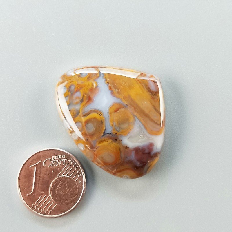 Agata Radice di Palma Naturale Forma Cuore Piatto Cabochon Liscio Fatto a Mano 30X24mm 6.47gm 1pz