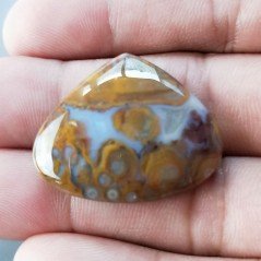 Agata Radice di Palma Naturale Forma Cuore Piatto Cabochon Liscio Fatto a Mano 30X24mm 6.47gm 1pz