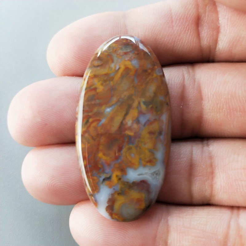 Agata Radice di Palma Naturale Forma Ovale Piatto Cabochon Liscio Fatto a Mano 44X22mm 8.48gm 1pz Agata Radice di Palma Naturale Forma Ovale Piatto Cabochon Liscio Fatto a Mano 44X22mm 8.48gm 1pz