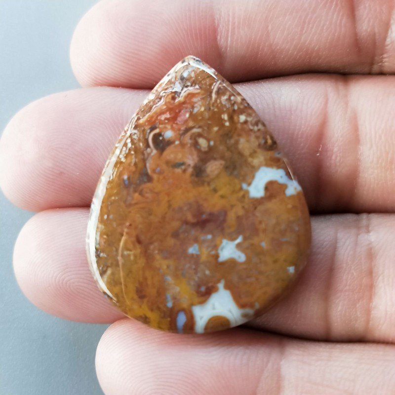 Agata Radice di Palma Naturale Forma Goccia Piatto Cabochon Liscio Fatto a Mano 35X28mm 5.83gm 1pz Agata Radice di Palma Naturale Forma Goccia Piatto Cabochon Liscio Fatto a Mano 35X28mm 5.83gm 1pz