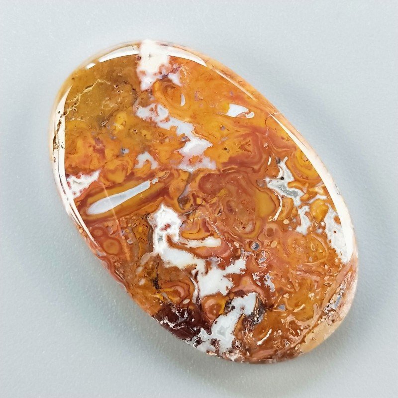 Agata Radice di Palma Naturale Forma Ovale Piatto Cabochon Liscio Fatto a Mano 42X27mm 11.10gm 1pz
