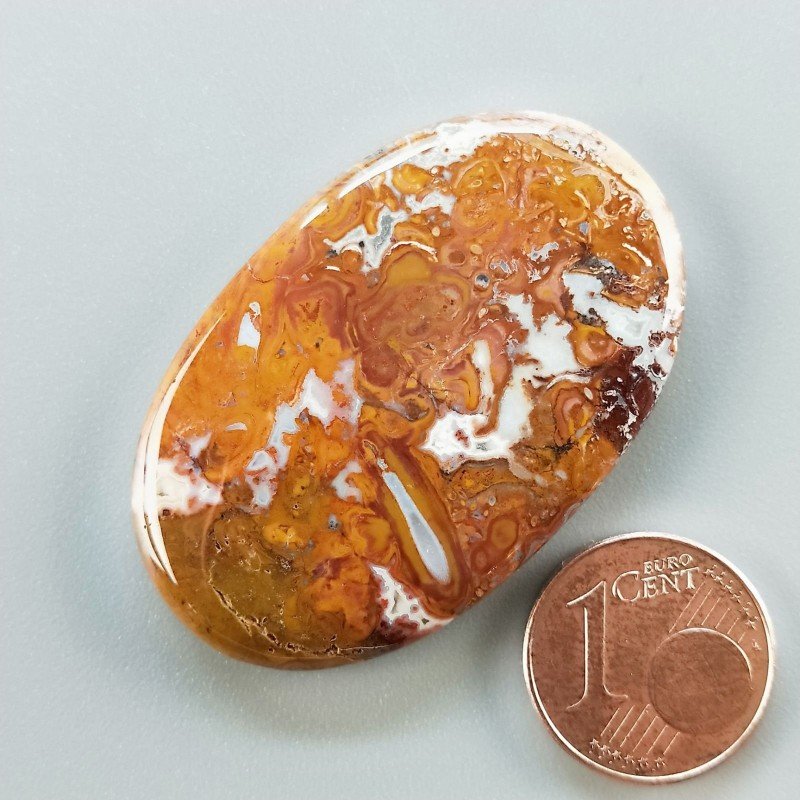 Agata Radice di Palma Naturale Forma Ovale Piatto Cabochon Liscio Fatto a Mano 42X27mm 11.10gm 1pz