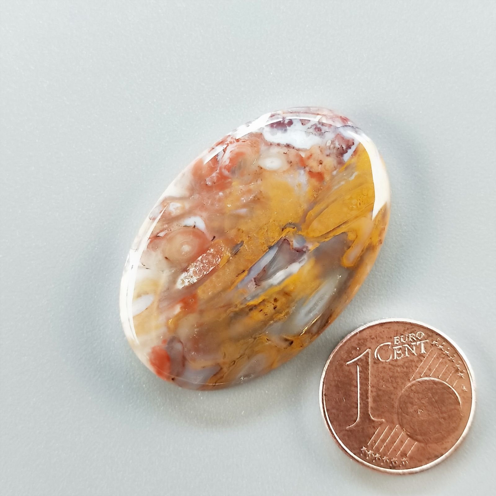 Agata Radice di Palma Naturale Forma Ovale Piatto Cabochon Liscio Fatto a Mano 33X22mm 6.50gm 1pz