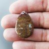 Agata Radice di Palma Naturale Forma Goccia Piatto Cabochon Liscio Fatto a Mano 29X19mm 4.63gm 1pz