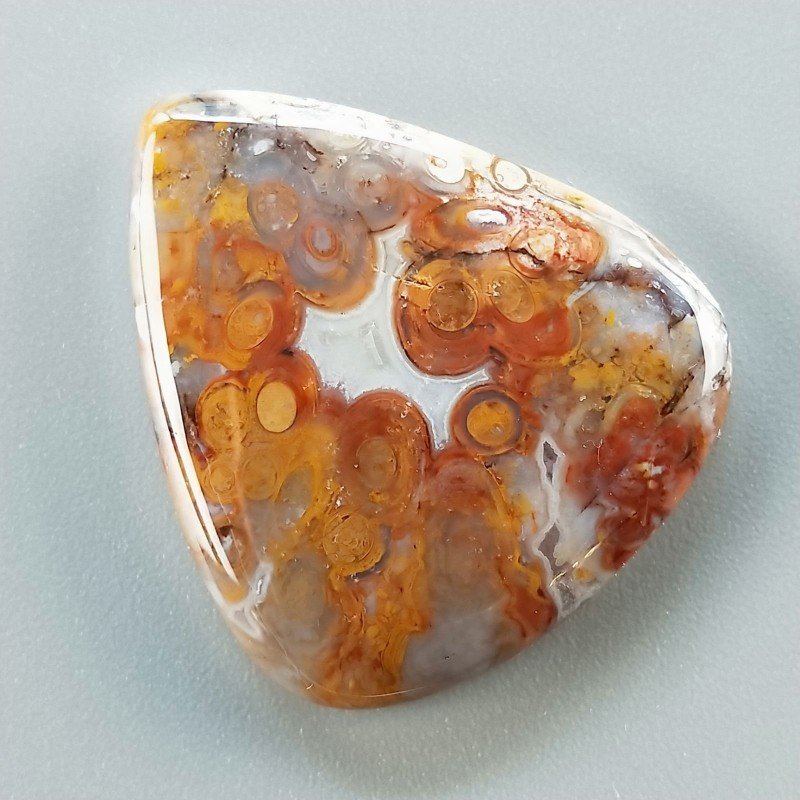 Agata Radice di Palma Naturale Forma Goccia Piatto Cabochon Liscio Fatto a Mano 32X27mm 7.07gm 1pz