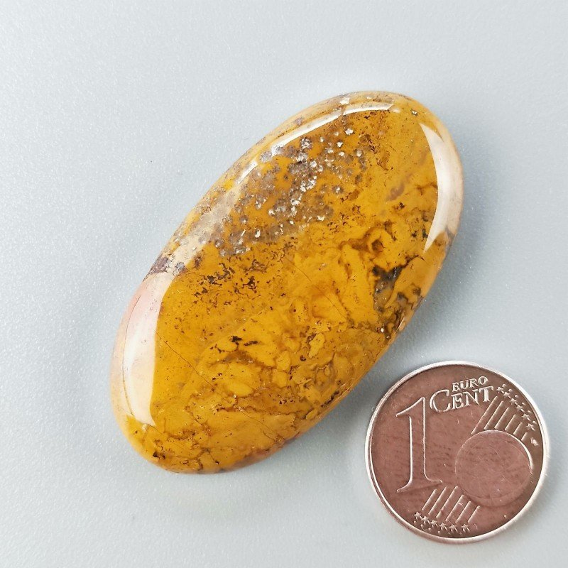 Agata Pennacchio Naturale Forma Ovale Piatto Cabochon Liscio Fatto a Mano 40X21X5mm 9,76gm 1pz