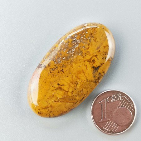 Agata Pennacchio Naturale Forma Ovale Piatto Cabochon Liscio Fatto a Mano 40X21X5mm 9,76gm 1pz