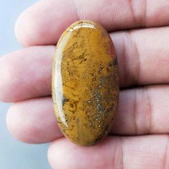 Agata Pennacchio Naturale Forma Ovale Piatto Cabochon Liscio Fatto a Mano 40X21X5mm 9,76gm 1pz