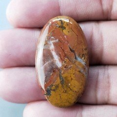 Agata Pennacchio Naturale Forma Ovale Piatto Cabochon Liscio Fatto a Mano 37X21X5mm 7,23gm 1pz