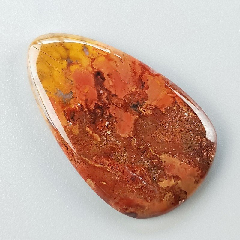 Agata Pennacchio Naturale Forma Goccia Piatto Cabochon Liscio Fatto a Mano 41X25X4mm 8,96gm 1pz