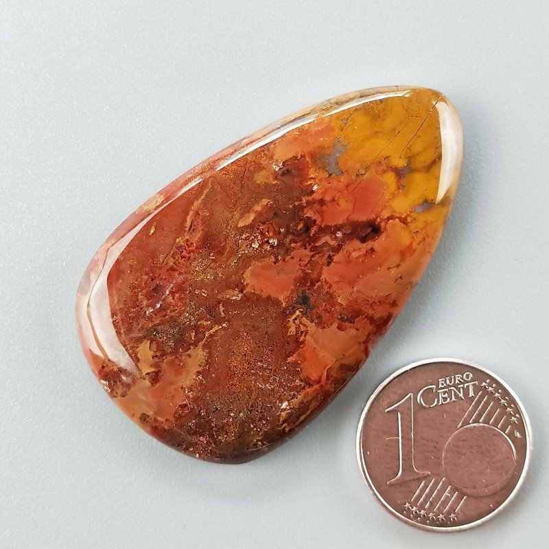 Agata Pennacchio Naturale Forma Goccia Piatto Cabochon Liscio Fatto a Mano 41X25X4mm 8,96gm 1pz