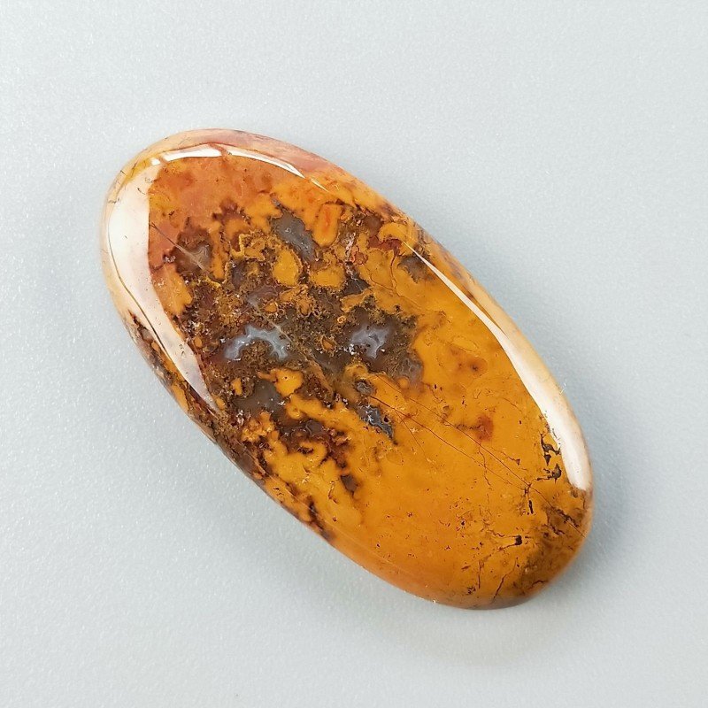 Agata Pennacchio Naturale Forma Ovale Piatto Cabochon Liscio Fatto a Mano 40X20X5mm 8,85gm 1pz