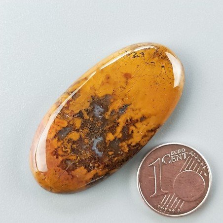 Agata Pennacchio Naturale Forma Ovale Piatto Cabochon Liscio Fatto a Mano 40X20X5mm 8,85gm 1pz