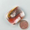 Agata Pennacchio Naturale Forma Cuscino Piatto Cabochon Liscio Fatto a Mano 30X24X6mm 9,36gm 1pz
