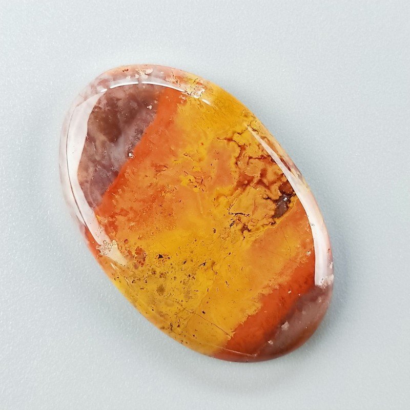 Agata Pennacchio Naturale Forma Ovale Piatto Cabochon Liscio Fatto a Mano 39X25X4mm 8,80gm 1pz