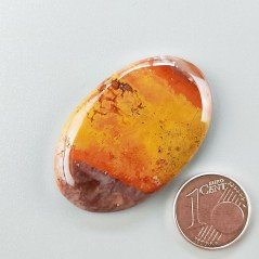 Agata Pennacchio Naturale Forma Ovale Piatto Cabochon Liscio Fatto a Mano 39X25X4mm 8,80gm 1pz