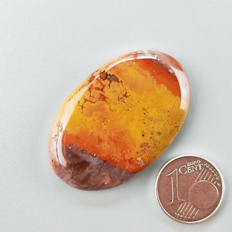Agata Pennacchio Naturale Forma Ovale Piatto Cabochon Liscio Fatto a Mano 39X25X4mm 8,80gm 1pz