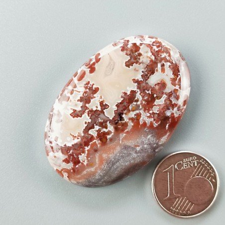Agata Pennacchio Naturale Forma Ovale Piatto Cabochon Liscio Fatto a Mano 41X27X6mm 13,47gm 1pz