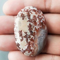 Agata Pennacchio Naturale Forma Ovale Piatto Cabochon Liscio Fatto a Mano 41X27X6mm 13,47gm 1pz