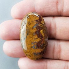 Agata Pennacchio Naturale Forma Ovale Piatto Cabochon Liscio Fatto a Mano 38X22X6mm 9,49gm 1pz