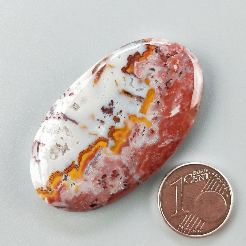 Agata Pennacchio Naturale Forma Ovale Piatto Cabochon Liscio Fatto a Mano 45X26X5mm 12,65gm 1pz